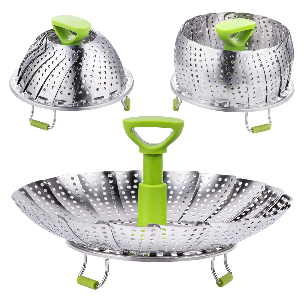 Vegetable Folding Steamer Basket , Metal Stainless Steel Steamer Basket  Insert, Collapsible Steamer Baskets for Cooking Food, Expandable Fit  Various