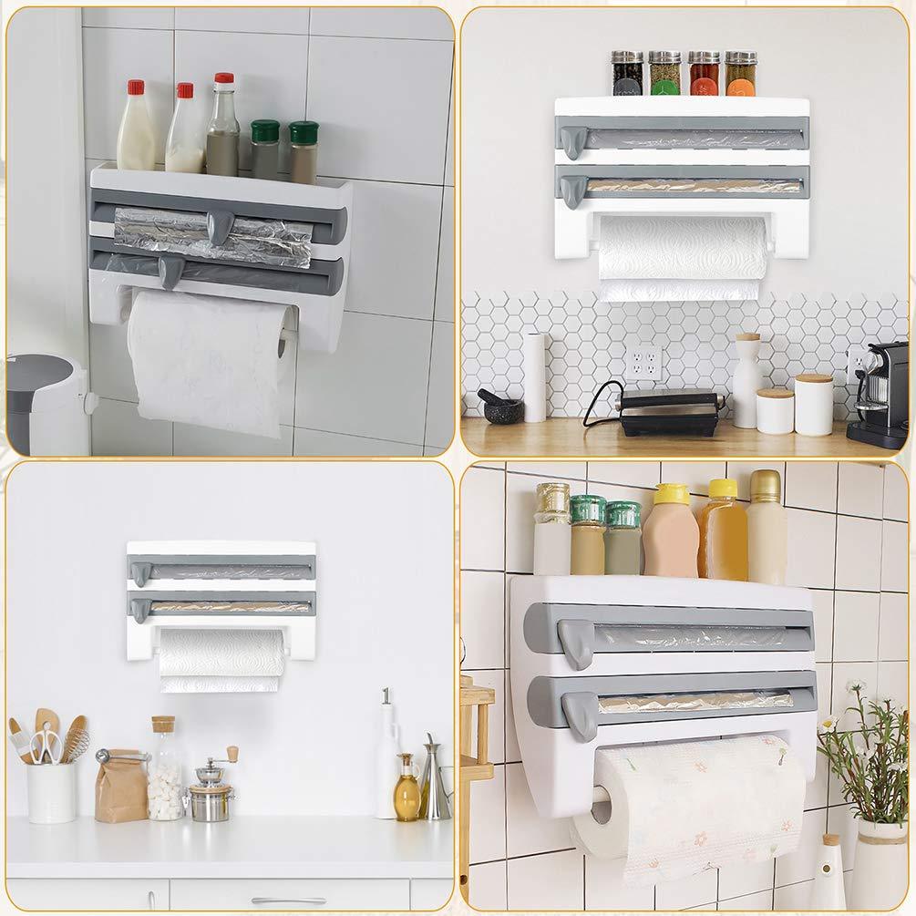 Paper Towel Rack Punch-free Wall-mounted Vertical Kitchen Refrigerator  Plastic Wrap Storage Rack, Kitchen Storage Over Cabinet Curved Towel Bar  Rack - Temu