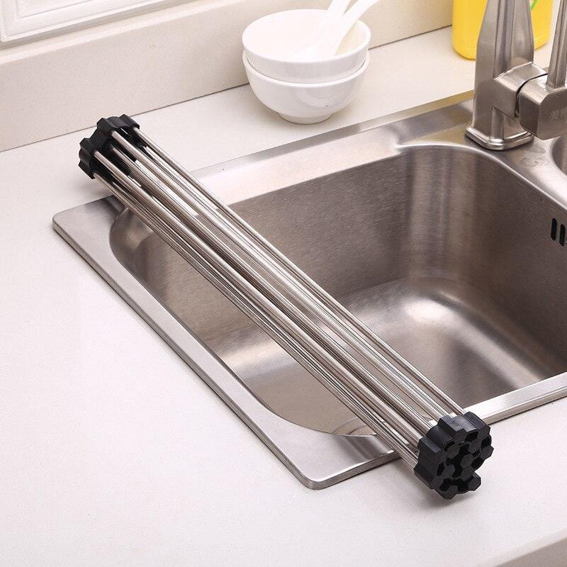 Roll up Dish Drying Rack RV Folding Over Sink 304 Stainless Steel in  Kitchen Dish Drainer Heat Resistant Mat Multipurpose Portable Dish