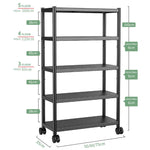 Storage Shelving Organizer Heavy Duty Metal Storage Rack Units with Wheels, Adjustable Shelves Kitchen Pantry Closet Stand Rack