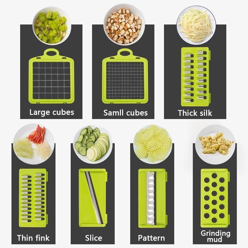 Safe Vegetable Chopper & Veggie Dicer with Hand Protector, Mandoline Food  Slicer, Multi Blade Vegetable Slicer Salad Cutter for Onion & Potato,  Kitchen Gadgets with Container 