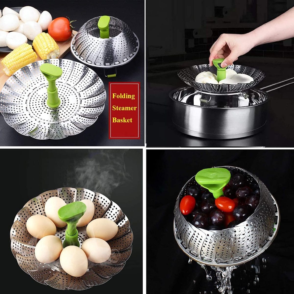 Vegetables Steamer Basket for Cooking, Folding Veggie Steamer