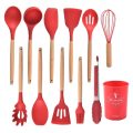 12/16Pcs Kitchen Silicone Cooking Utensil Set Black Wooden Spoons for Cooking Gadgets Spatula Holder Handle Heat Resistant Ladle - Image 7