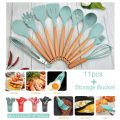 12/16Pcs Kitchen Silicone Cooking Utensil Set Black Wooden Spoons for Cooking Gadgets Spatula Holder Handle Heat Resistant Ladle - Image 3