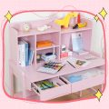 Children's Desk and Chair Set,  Wood Study Desk Set with Adjustable Height and Large Drawer, Student Writing Desk Computer Workstation with Bookcase and Open Shelf for Family - Image 6
