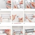 4-in-1 Wall Mount Paper Towel Holder Organizer Kitchen Storage Rack Aluminum Foil Dispenser Plastic Wrap Dispenser with Cutter - Image 5