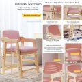 LYHOE All Solid Wood Kids Study Desk and Chair Set Adjustable Height, Children Bedroom Furniture, Pink Kids Table and Chair Set with Shelves Hutch, School Student's Table Office Computer Workstation - Image 5