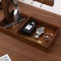 Wood Entryway Tabletop Key Holder Rack，Rustic Burnt Decorative Organizer with Storage Tray and Brass Tone Hooks，Jewelry Key Stand Hjavascript:anging Organizer - Image 4