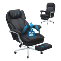 Big and Tall Office Chair with Footrest, Ergonomic High Back Executive Chair with Extra Wide Area Armrest, 500LBS PU Leather Managerial Home Desk Chair with 90-135°Reclining