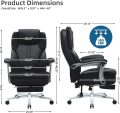 Big and Tall Office Chair with Footrest, Ergonomic High Back Executive Chair with Extra Wide Area Armrest, 500LBS PU Leather Managerial Home Desk Chair with 90-135°Reclining - Image 2