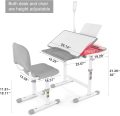 Artist hand Kids Study Desk and Chair Set Height Adjustable Children School Girl Table Large Writing Board Desk with LED Lamp Pull Out Drawer Pencil Case Bookstand - Image 3