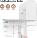 COSVALVE Adjustable Kids Desk with Hutch and Drawers, 47" Wide Multifunction Ergonomic Study Table, with Two Storage Drawer, Tilt Desktop, Height Adjust for Home or School Use, for Girls (Pink) - Image 3