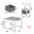 3 in 1 Wooden Kids Table and Chair Set,with Storage Drawer ,2 in 1 Tabletop Storage Space,Crafts,Drawing,Reading,Playroom，Kids Set for Ages 5-8 - Image 2