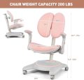 COSVALVE Adjustable Comfy Study Chair for Ages 5-15 Years Old, Reading Chair for Bedroom with Height and Depth Adjustable, Foldable Armrest, Auto Sit-Locking Wheels, for Girls (Pink) - Image 2