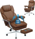 Big and Tall Office Chair with Footrest, Ergonomic High Back Executive Chair with Extra Wide Area Armrest, 500LBS PU Leather Managerial Home Desk Chair with 90-135°Reclining - Image 9