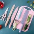 6Pcs Kitchen Cooking Knife Set with Cover as Gift, Colored Sharp Chef Knife Decor Cutlery Stainless Steel Cookware - Image 4