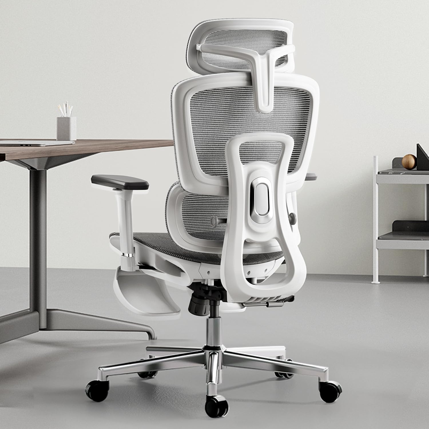 710zTG5WcL._AC_SL1500_-4.jpg Hbada Ergonomic Office Chair with 3D Adjustable Armrests, Adjustable Lumbar Support High Back for Computer Chair, Big and Tall Mesh Office Chair, Home Office Desk Chairs White - Image 1