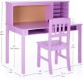 Guidecraft Children’s Media Desk and Chair Set – Lavender: Student's Study Computer Workstation with Hutch and Shelves, Wooden Kids Bedroom Furniture - Image 2