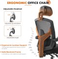 Sweetcrispy Office Computer Desk Chair, Ergonomic High-Back Mesh Rolling Work Swivel Chairs with Wheels, Comfortable Lumbar Support, Comfy Arms for Home, Bedroom, Study, Student, Black - Image 3