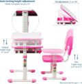 VIVO Height Adjustable Childrens Desk and Chair Set, Ergonomic Kids Interactive Workstation, School Study Desk with Tilt Desktop, Book Stand, Storage Drawer - Image 11