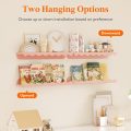 Lifewit Kids Bookshelf 2 Pack, 15" Acrylic Floating Shelves for Wall Mounted, Pink Clouds Nursery Book Toy Hanging Racks for Baby/Toddler/Children in Bedroom, Living Room Decor - Image 7