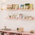 Lifewit Kids Bookshelf 2 Pack, 15" Acrylic Floating Shelves for Wall Mounted, Pink Clouds Nursery Book Toy Hanging Racks for Baby/Toddler/Children in Bedroom, Living Room Decor - Image 2