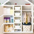 Kids Play Armoire Dress Up and Costumes Storage Closet, Open Hanging Wardrobe with Storage Bins, Baskets, Baby Clothes Organizer Cabinet for Bedroom, Children Pretend Dresser - Image 3