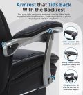 Big and Tall Office Chair with Footrest, Ergonomic High Back Executive Chair with Extra Wide Area Armrest, 500LBS PU Leather Managerial Home Desk Chair with 90-135°Reclining - Image 4