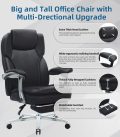 Big and Tall Office Chair with Footrest, Ergonomic High Back Executive Chair with Extra Wide Area Armrest, 500LBS PU Leather Managerial Home Desk Chair with 90-135°Reclining - Image 3