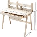 Kids Desk Kids Table Rubber Wood Children’s Study Desk with Bookshelf and Two Drawers Desk for 3 Years Old and Above Student's Study Computer Workstation & Writing Table for Home Use(White - Image 2