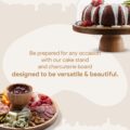 Acacia Wood Cake Stand with Lid - 12in Round Cake Holder, 2-in-1 Dessert Table Display Set & Charcuterie Board for Cheese, Chips & Dips, Nachos, Fruit Platter, Large Acrylic Cake Dome Cover - Image 5