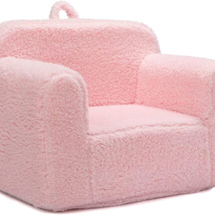 ALIMORDEN Kids Ultra-Soft Snuggle Foam Filled Chair, Toddler Cuddly Sherpa Reading Couch for Boys and Girls, Pink