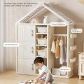 Kids Play Armoire Dress Up and Costumes Storage Closet, Open Hanging Wardrobe with Storage Bins, Baskets, Baby Clothes Organizer Cabinet for Bedroom, Children Pretend Dresser - Image 2