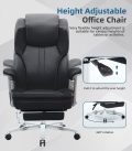Big and Tall Office Chair with Footrest, Ergonomic High Back Executive Chair with Extra Wide Area Armrest, 500LBS PU Leather Managerial Home Desk Chair with 90-135°Reclining - Image 5