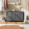 Nicehill Dresser for Bedroom with 5 Drawers, Storage Drawer Organizer, Wide Chest of Drawers for Closet, Clothes, Kids, Nursery, TV Stand with Storage Drawers, Wood Board, Fabric Drawers (Black Grey) - Image 3