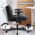 Cross Legged Office Chair with Wheels and Adjustable Flip-Arms, Criss Cross Desk Chair with Thick Cushion, Wide Seat Office Chair, Comfy Swivel Chair for Home Office, Apartment, Bedroom, Black - Image 4