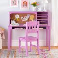 Guidecraft Children’s Media Desk and Chair Set – Lavender: Student's Study Computer Workstation with Hutch and Shelves, Wooden Kids Bedroom Furniture - Image 5