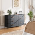 Nicehill Dresser for Bedroom with 5 Drawers, Storage Drawer Organizer, Wide Chest of Drawers for Closet, Clothes, Kids, Nursery, TV Stand with Storage Drawers, Wood Board, Fabric Drawers (Black Grey) - Image 6