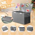 Large Toy Box, Collapsible Storage Bins with Lids, Toy Storage Organizer Toddler Bin Boxes for Kids, Boys, Girls, 25"x13"x16"Toy Chest Bin Box Baskets for Nursery, Living Room, Playroom, Bedroom, Grey - Image 2