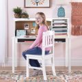 Guidecraft Children’s Media Desk and Chair Set – Lavender: Student's Study Computer Workstation with Hutch and Shelves, Wooden Kids Bedroom Furniture - Image 10