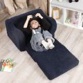 Kids Chairs for Toddler, 2-in-1 Toddler Soft Sherpa Couch Fold Out, Convertible Sofa to Lounger for Girls and Boys, Grey - Image 12