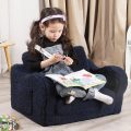 Kids Chairs for Toddler, 2-in-1 Toddler Soft Sherpa Couch Fold Out, Convertible Sofa to Lounger for Girls and Boys, Grey - Image 11