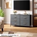 Nicehill Dresser for Bedroom with 5 Drawers, Storage Drawer Organizer, Wide Chest of Drawers for Closet, Clothes, Kids, Nursery, TV Stand with Storage Drawers, Wood Board, Fabric Drawers (Black Grey) - Image 2