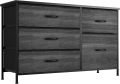 Nicehill Dresser for Bedroom with 5 Drawers, Storage Drawer Organizer, Wide Chest of Drawers for Closet, Clothes, Kids, Nursery, TV Stand with Storage Drawers, Wood Board, Fabric Drawers (Black Grey) - Image 14
