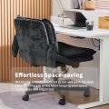 Cross Legged Office Chair with Wheels and Adjustable Flip-Arms, Criss Cross Desk Chair with Thick Cushion, Wide Seat Office Chair, Comfy Swivel Chair for Home Office, Apartment, Bedroom, Black - Image 5
