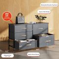 Nicehill Dresser for Bedroom with 5 Drawers, Storage Drawer Organizer, Wide Chest of Drawers for Closet, Clothes, Kids, Nursery, TV Stand with Storage Drawers, Wood Board, Fabric Drawers (Black Grey) - Image 8