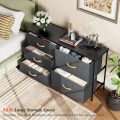 Nicehill Dresser for Bedroom with 5 Drawers, Storage Drawer Organizer, Wide Chest of Drawers for Closet, Clothes, Kids, Nursery, TV Stand with Storage Drawers, Wood Board, Fabric Drawers (Black Grey) - Image 5