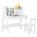 Children's Desk and Chair Set,  Wood Study Desk Set with Adjustable Height and Large Drawer, Student Writing Desk Computer Workstation with Bookcase and Open Shelf for Family - Image 10