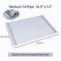 Dish Drying Rack Over Sink Multipurpose Portable Foldable Silicone Wrap Steel Dish Drying Rack Roll Up Drainer Kitchen Gadgets - Image 7