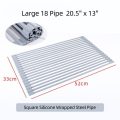 Dish Drying Rack Over Sink Multipurpose Portable Foldable Silicone Wrap Steel Dish Drying Rack Roll Up Drainer Kitchen Gadgets - Image 6